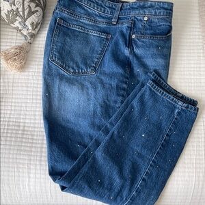 Talbots Dark Blue Straight-Leg Jeans with crystal embellished Detail